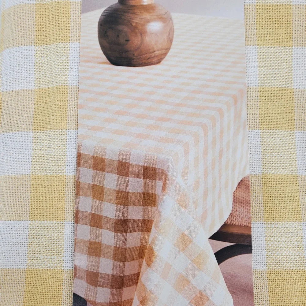 Mingle & Co Yellow Gingham Oblong Tablecloth 60x84 Farmhouse Cottagecore Spring